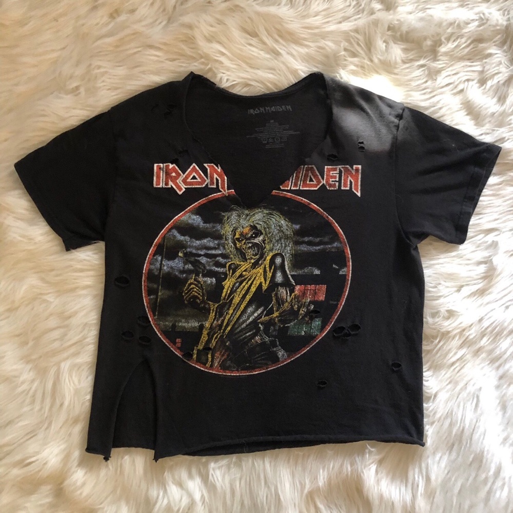 Distressed Official Iron Maiden Crop Top
